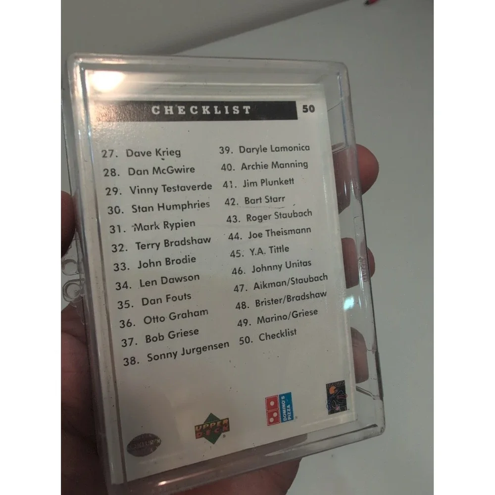1991 Dominos Quarterback Challenge NFL Promo Packs, #1-50 complete set & case